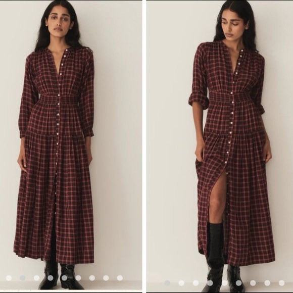 NWT DÔEN Annika Maxi Dress in Rogue Countryside Plaid Size XS - Picture 1 of 15